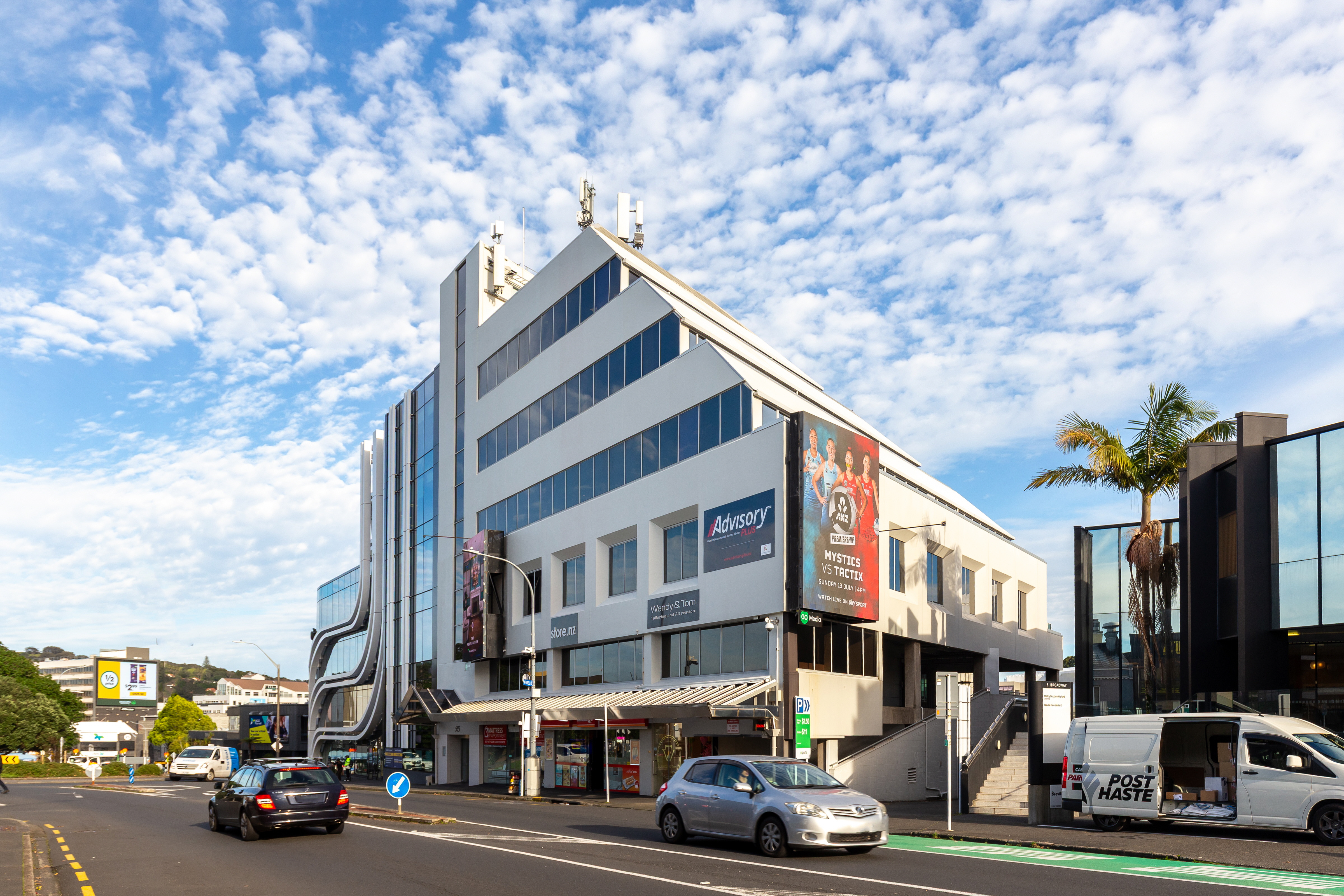 Iconic freestanding building on Broadway
